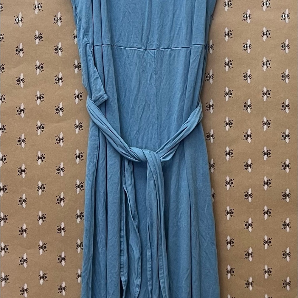 Blue Sleeveless Tie Front Jumpsuit